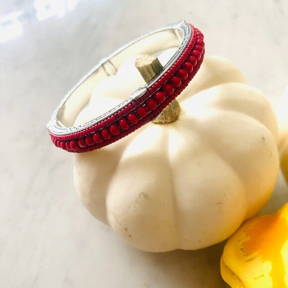 Brighton "Global Dreams" Red Beaded Round Bangle Bracelet - Picture 2 of 4